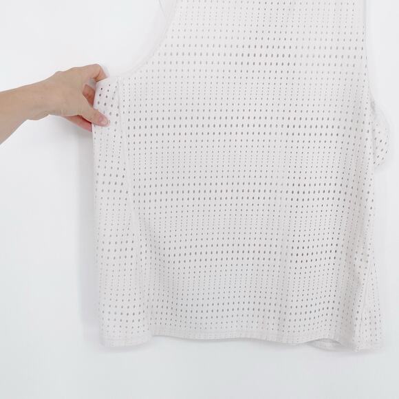 Athleta A Game Black Tank Top Size XL Racerback Perforated Sleeveless White - Picture 7 of 10